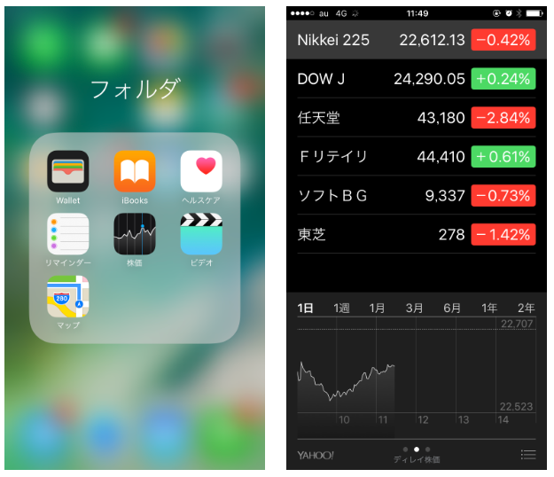 iPhoneに最初から入っている株アプリ